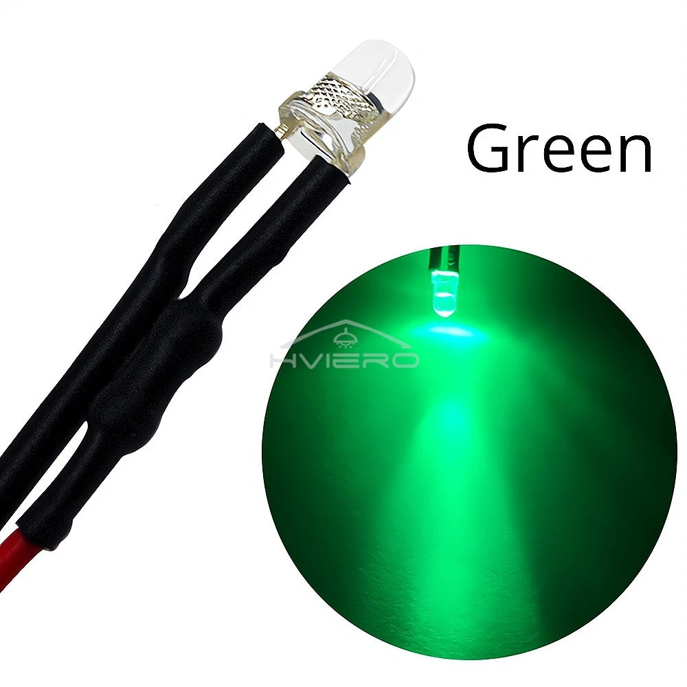 ampoules led pré câblées 5pcs ronde 3mm 20cm blanc rouge bleu vert jaune orange