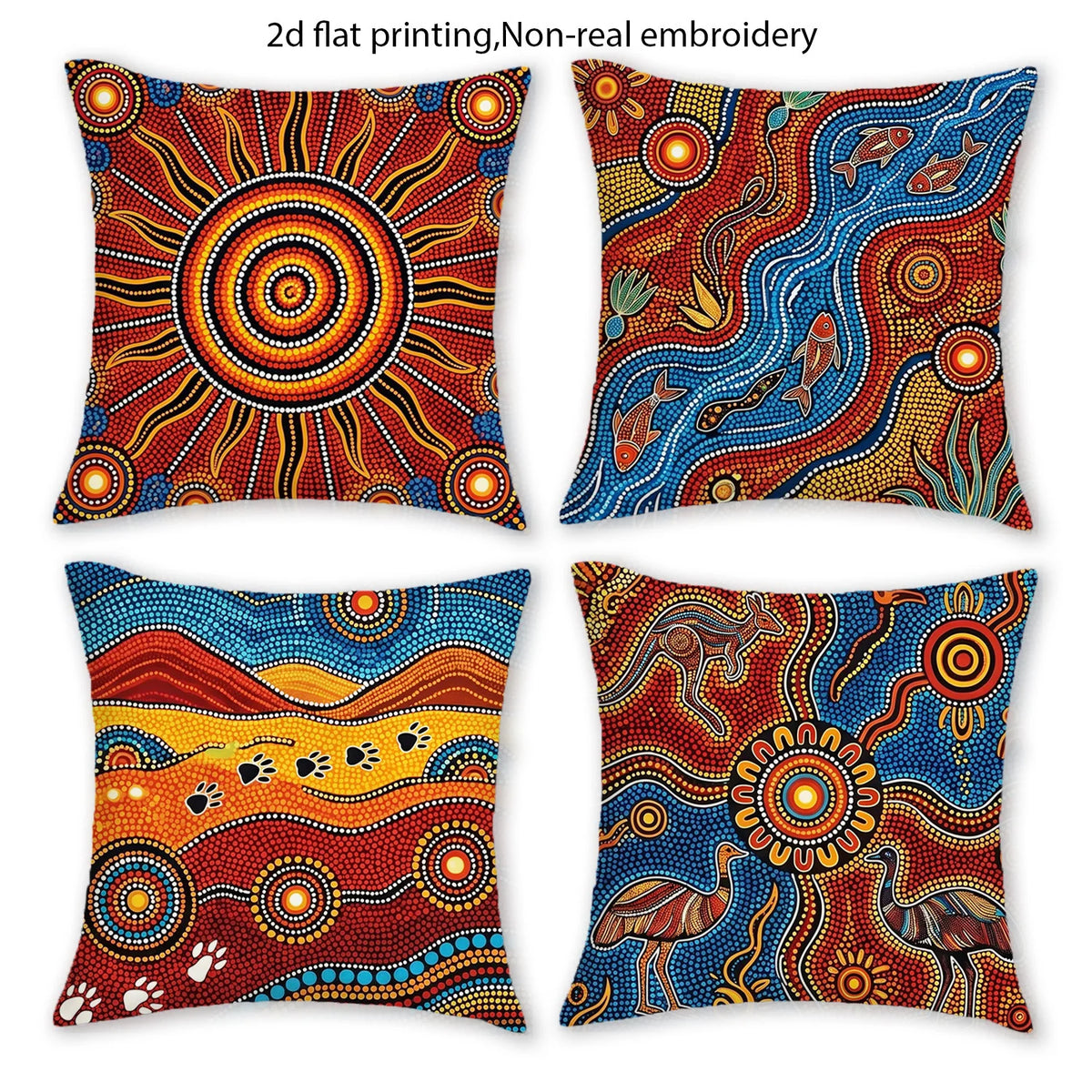 taies d'oreiller décoratives aborigènes multicolores motifs traditionnels ethniques maison polyester peachskin