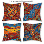 taies d'oreiller décoratives aborigènes multicolores motifs traditionnels ethniques maison polyester peachskin