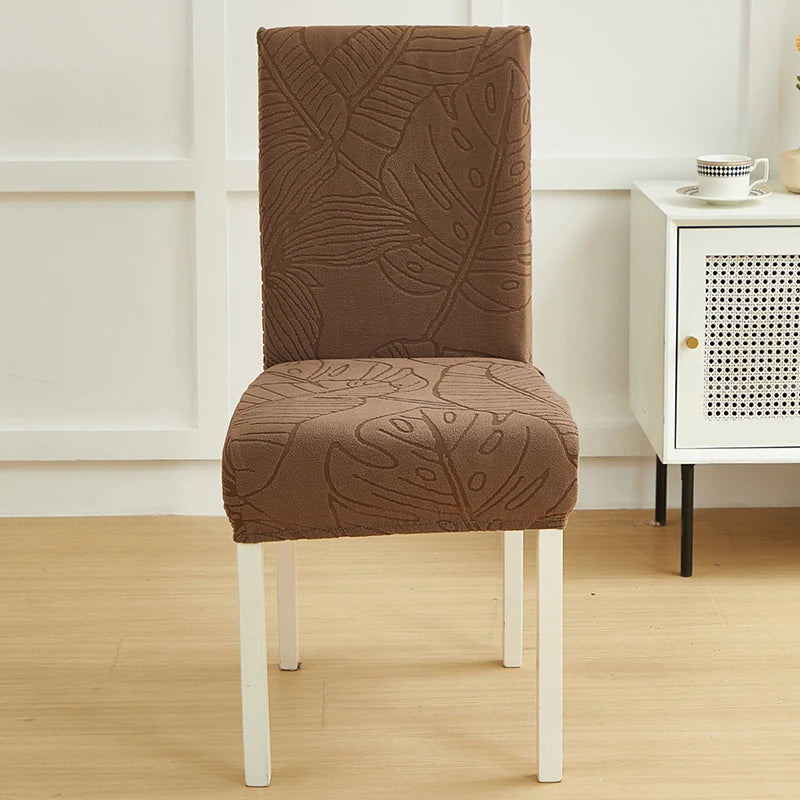 Housse chaise moderne imprimée feuilles beige clair élasthanne polyester universelle mariage banquet