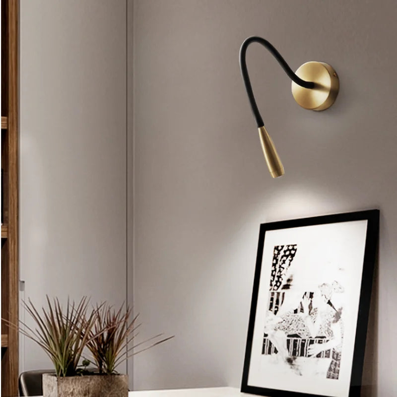 lampe murale moderne or noir fixée mur éclairage led chambre coucher entrée salle manger