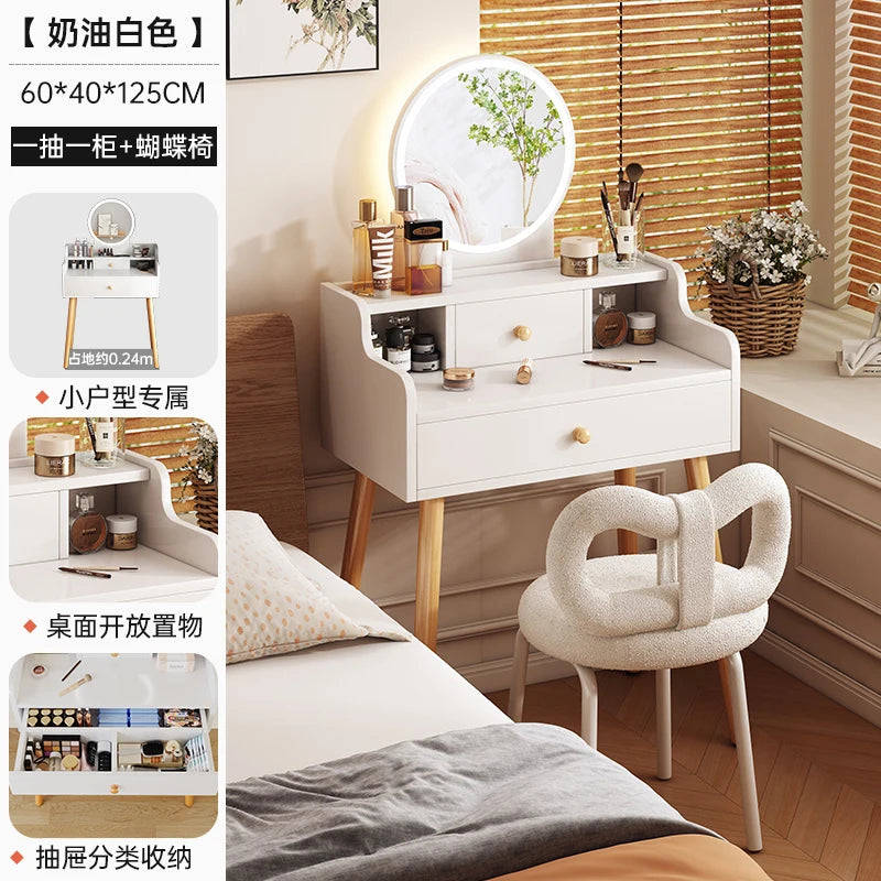 maquillage blanc moderne tiroirs chaise miroir lampe cosmétiques