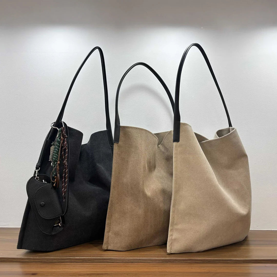 sac main femme toile douce minimaliste décontracté polyvalent beige clair quatre saisons fixations inclusion