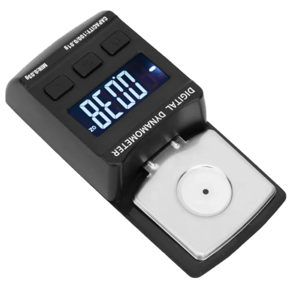 dynamomètre numérique noir blanc affichage digital boutons fonction plat compact moderne pesée force mesure
