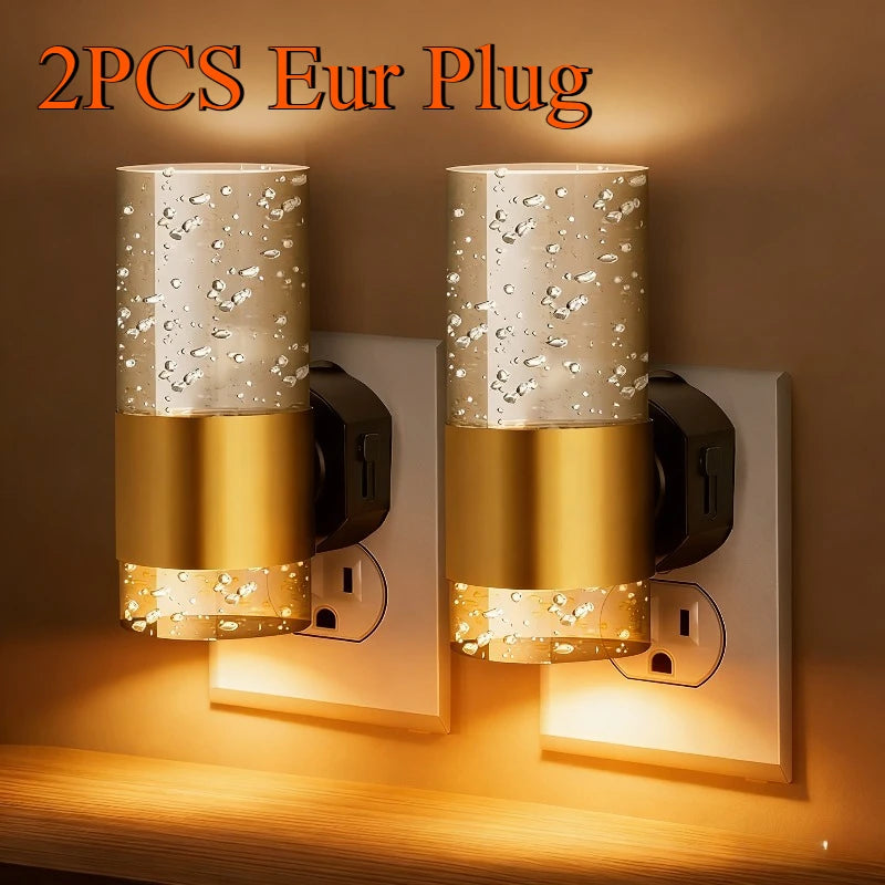 lampe nuit dorée transparente bubbles moderne adhésif plug led réglable chambre salon