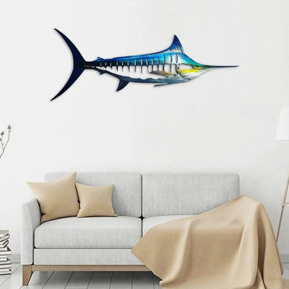 Figurine en fer forgé poisson marlin pour balcon et jardin