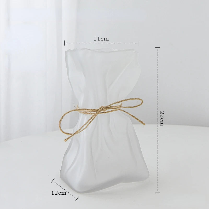 vase verre transparent moderne ruban jute pot fleur terrarium décoration table hydroponique artisanat