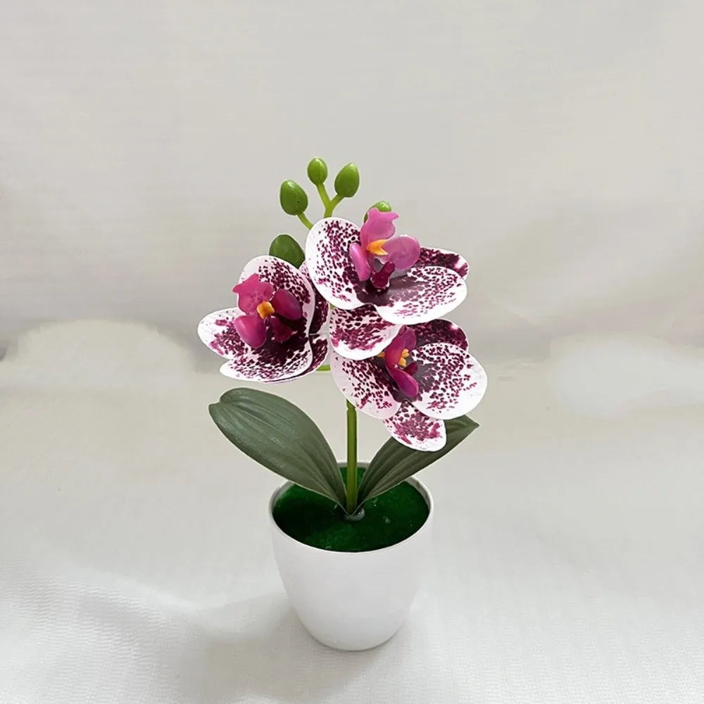 décoration intérieure orchidée artificielle blanche fleurs roses feuilles vertes moderne