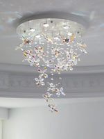 lustre suspendu moderne élégant transparent multicolore fleurs papillons clips métalliques chambre salon