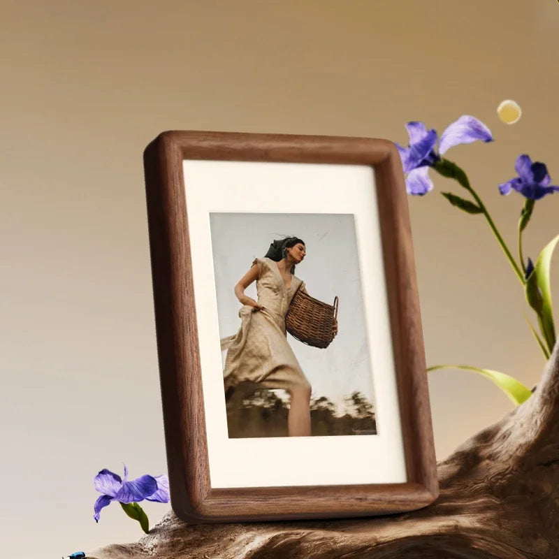 cadre photo bois marron rustique minimaliste chaleureux murs decoration paysages portraits animaux
