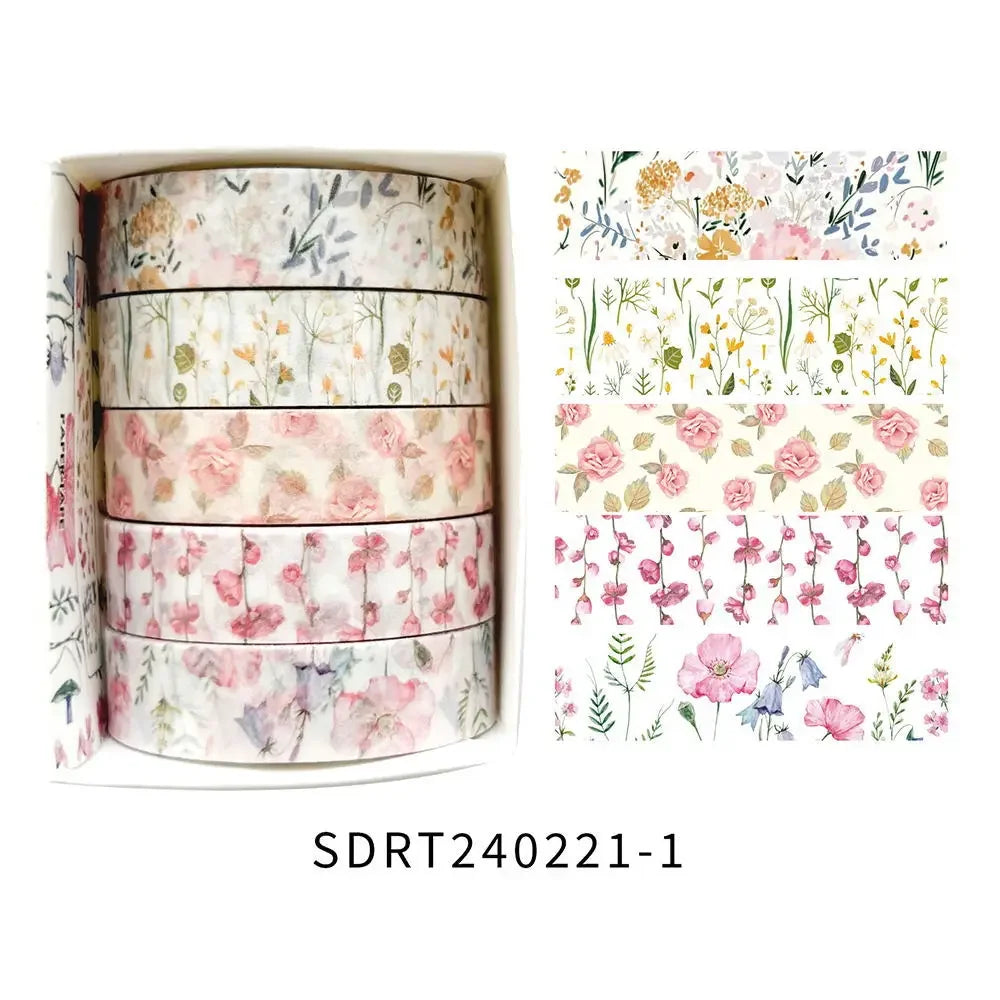 ruban adhésif décoratif multicolore fleurs papillons vintage floral boîte inclusion adhésif mignon étudiant cadeau