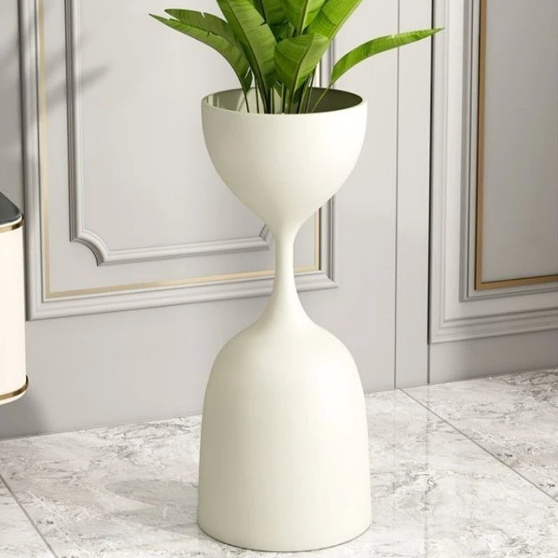 vase moderne métal gris blanc plante artificielle décoration intérieure salon balcon