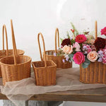paniers osier tressés marron clair traditionnels réutilisables poignées inclusées fleurs