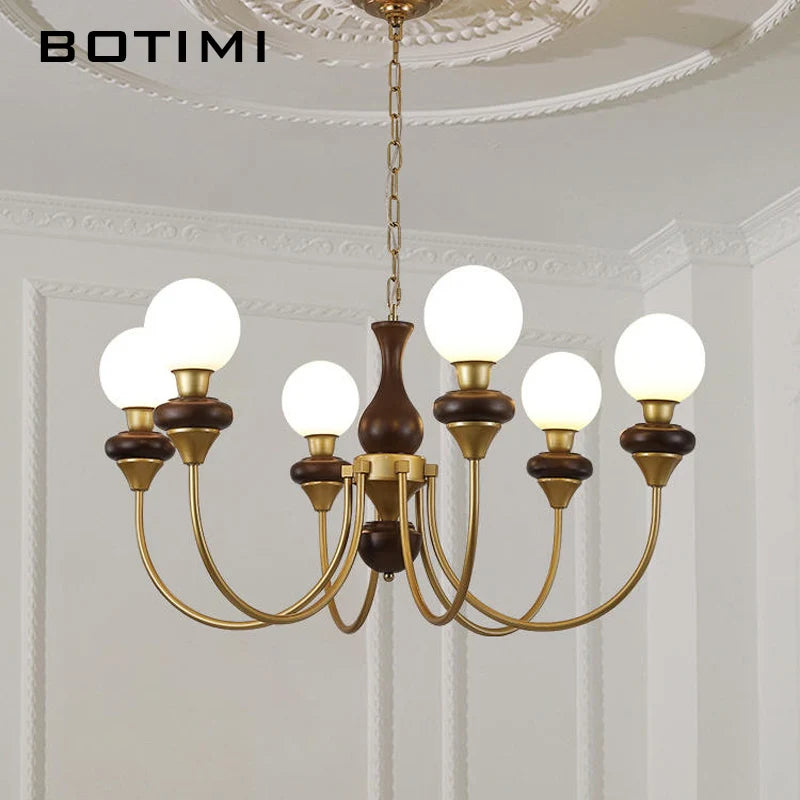 lustres modernes chandelier or marron foncé ampoules led globes opaques éléments décoratifs