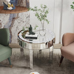 table d'appoint ronde argentée strass moderne élégante pieds simples transparente minimaliste