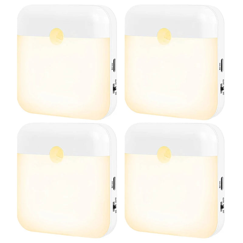 lampe nuit blanche moderne détecteur mouvement rechargeable modes lumière auto éteignante