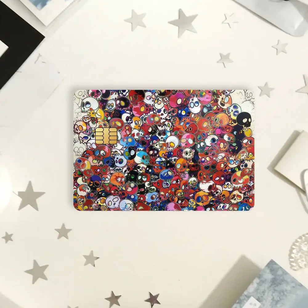 autocollants imperméables cartes credit debit transport multicolore floral popart adhésifs portefeuilles cartes modernes