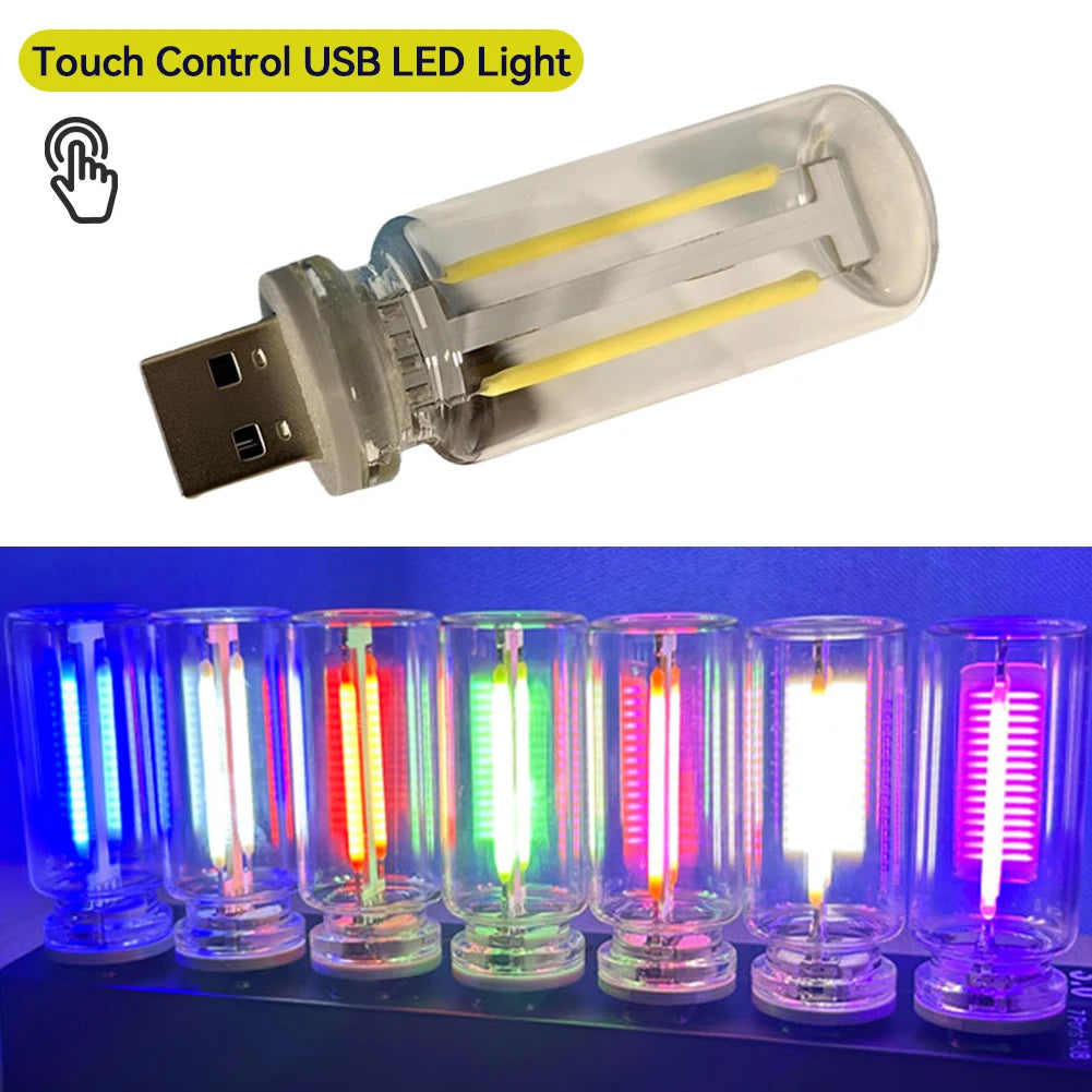 lampe led usb filament jaune transparente moderne adhésif tactile 2700k 4000k 6500k