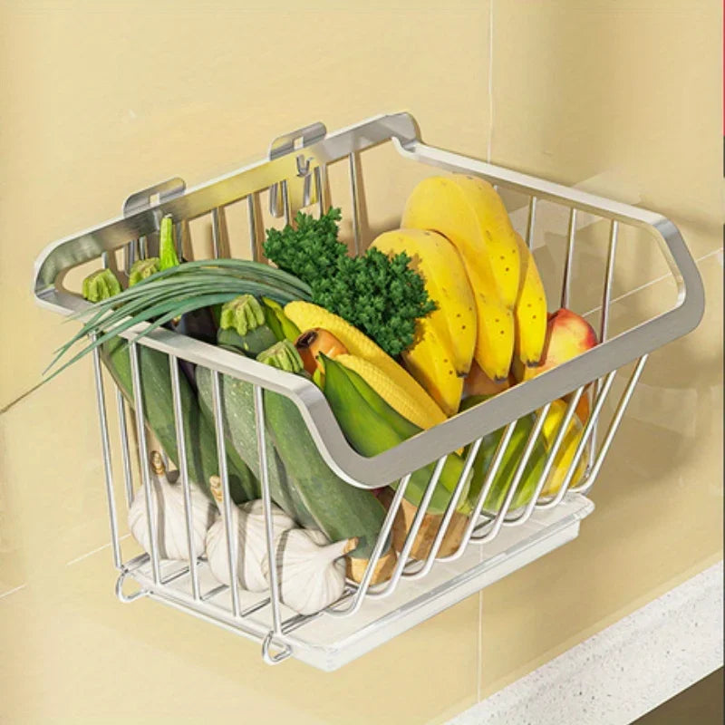 paniers suspendus acier inoxydable treillis moderne étagères murales légumes fruits épices organisateur cuisine minimaliste