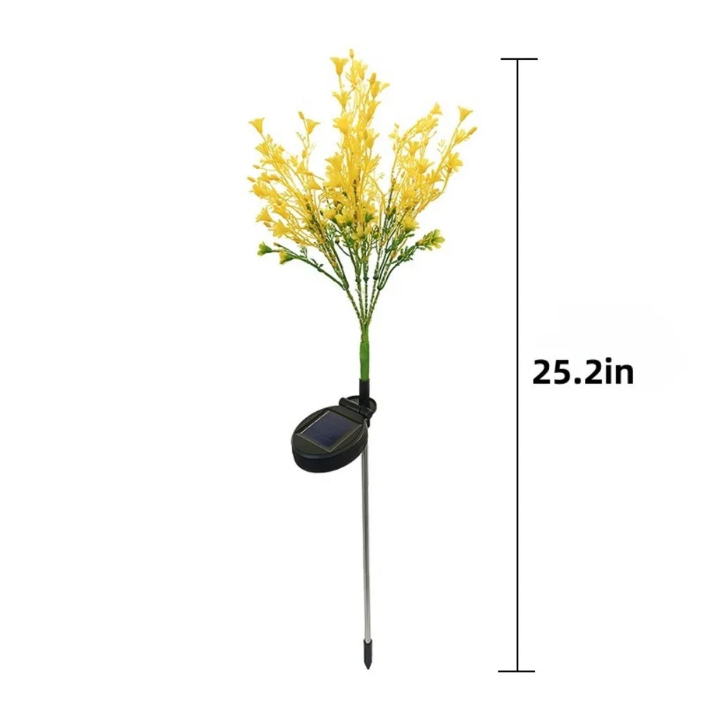 lampe solaire extérieure fleur artificielle jaune vert métal décorative jardin nuit led rechargeableextérieur