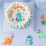 décoration anniversaire figurines dinosaures chapeaux ballons accessoires cartoon piques orange bleu vert