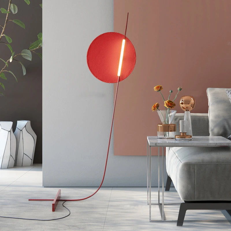 lampe sol rouge moderne fer haut bas sans ombre interrupteur bouton led 249 2000