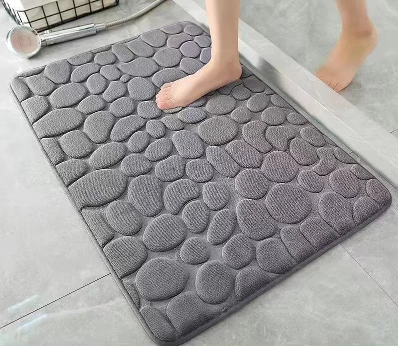 tapis bain antidérapant texture galet coton polyester moderne salle bain sol maison