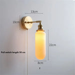 lampe murale moderne or blanc rayures minimaliste japonais interrupteur tirer ampoule led vis fixations