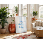 toile art mural décor salle bain bikini bleu texte dolce vita côtier