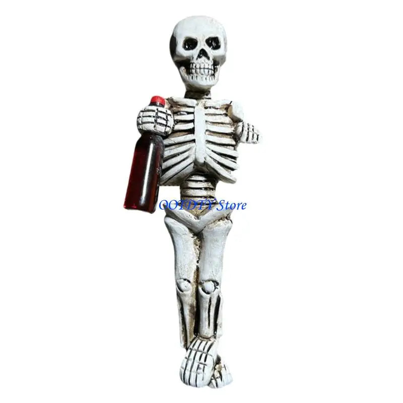 figurines squelette résine boissons halloween blanc rouge jaune aspect osseux texture rugueuse