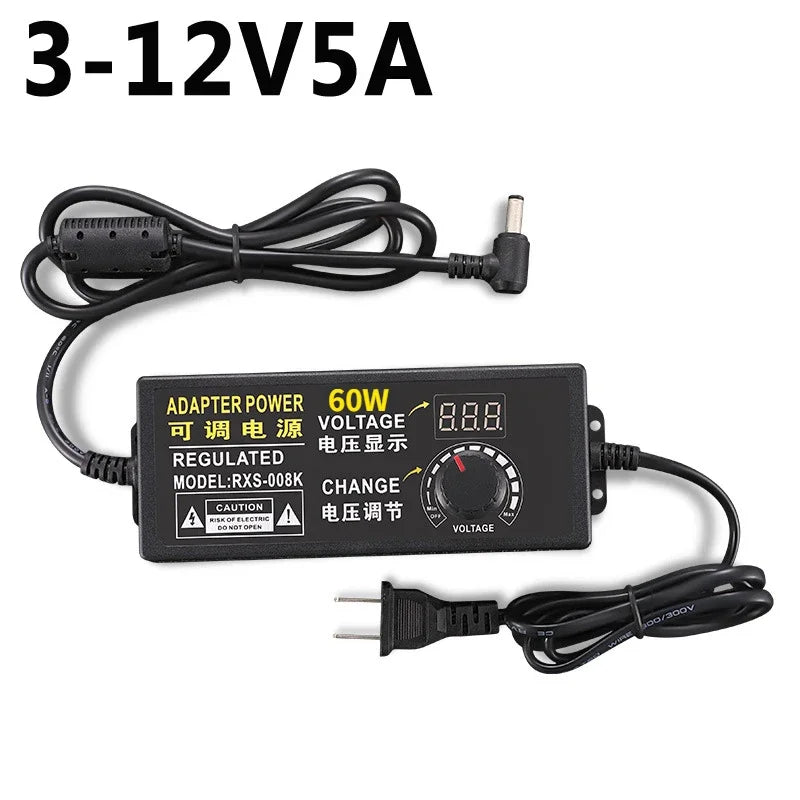 adaptateur électrique réglable tension sortie 3v 12v 24v entrée ac 100v 240v certification rohs