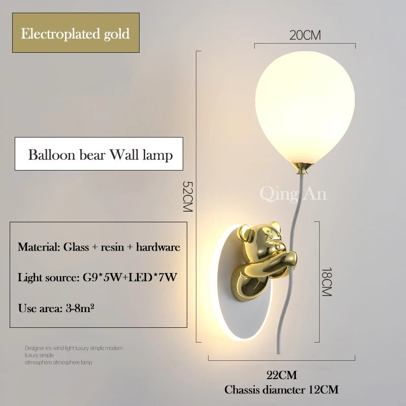 lampe murale moderne ours motif texture mat blanc doré chambre enfant okolets