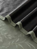 rideau vert olive motif végétal opacité moderne anneau métallique bordure décorative salon chambre coucher