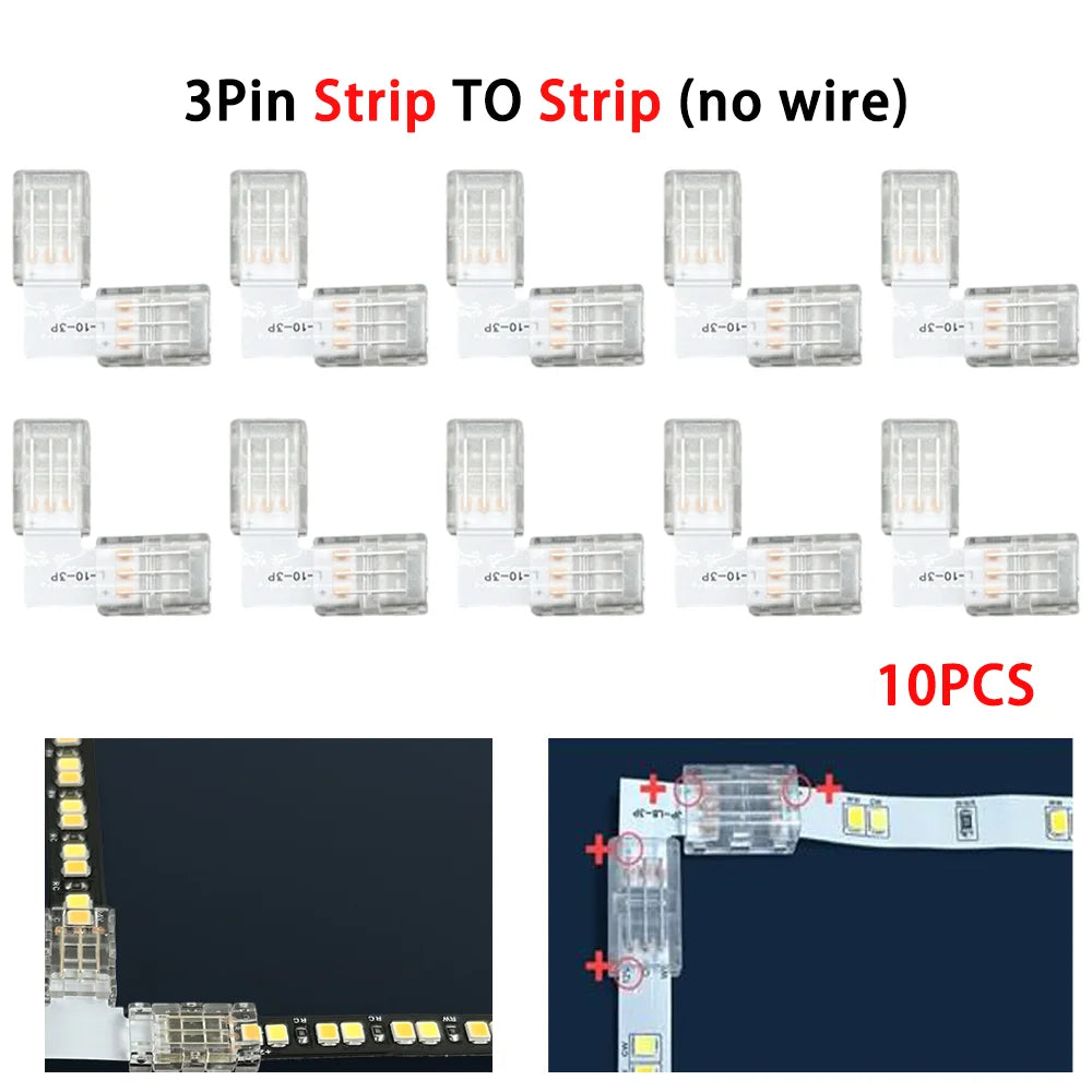 connecteur led broches transparent clips ruban led universel rgb 10mm 12v cecerohsul