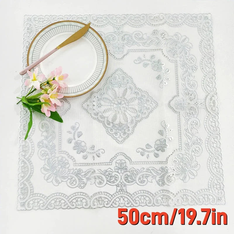 serviette table brodée florale moderne or blanc élégante noël maison fête