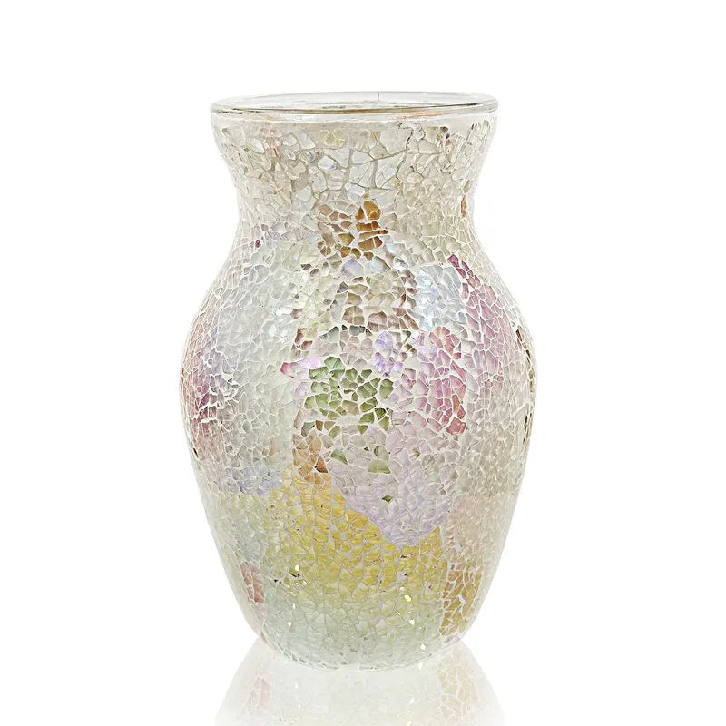 vase décoration intérieure moderne mosaïque multicolore doré argenté table chambre entree