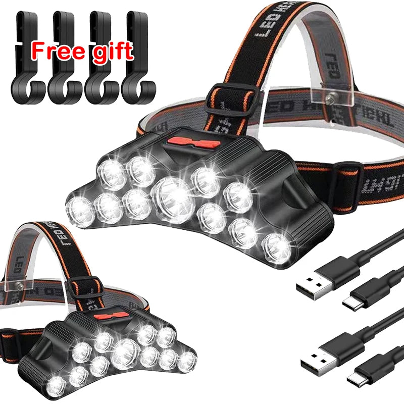 lampe frontale led ajustable bandeau noir orange sport utilitaire rechargeable usb cèle sevenled/hooks