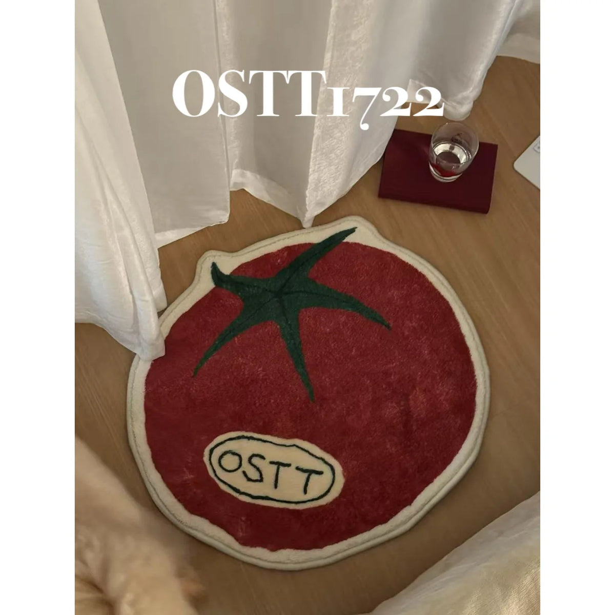 tapis rouge blanc vert tomate feuilles doux moelleux moderne intérieur maison chambre salon