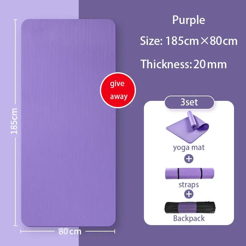 tapis yoga rose clair rayures horizontales moderne 185cm 80cm 15mm