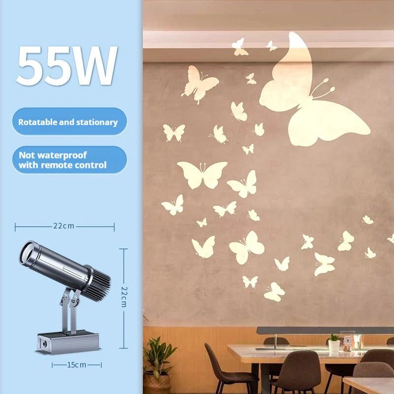 lampe projection atmosphère papillons motifs décoratifs moderne adhésif led blanc rose violet noir