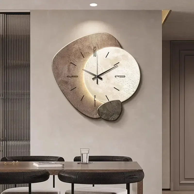 horloge murale moderne cristal gris doré minimaliste aiguilles cadran lumineux 40cm 50cm 60cm