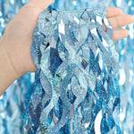 rideau pailleté bleu clair argenté décoration murale festive fête anniversaire mariage Noël