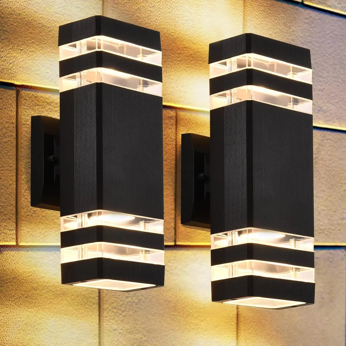 applique murale moderne noire double tête rayures horizontales éclairage intérieur jardin extérieur