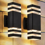 applique murale moderne noire double tête rayures horizontales éclairage intérieur jardin extérieur