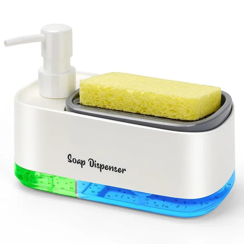 distributeur savon liquide double mousse éponge gant cuisine moderne noir vert bleu jaune mat
