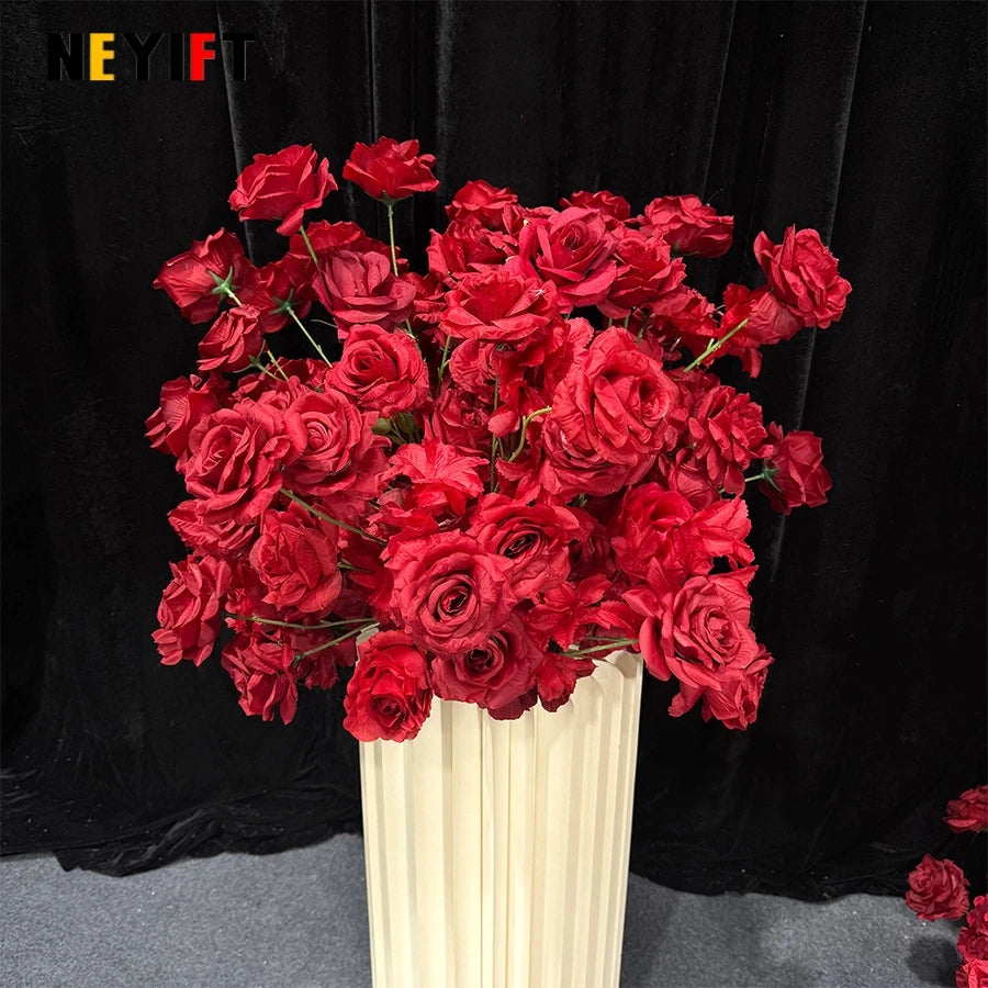 décoration extérieure mariage bouquet roses artificielles soie rouge classique anniversaire événementextérieur