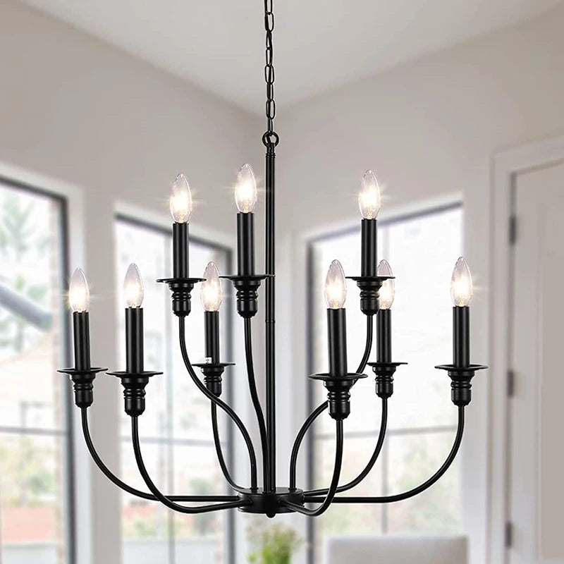 chandelier industriel or noir classique éclairage salon chambre ampoules transparent