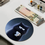 tapis souris chat noir tasse dessin animé 22cm 22cm antidérapant caoutchouc durable