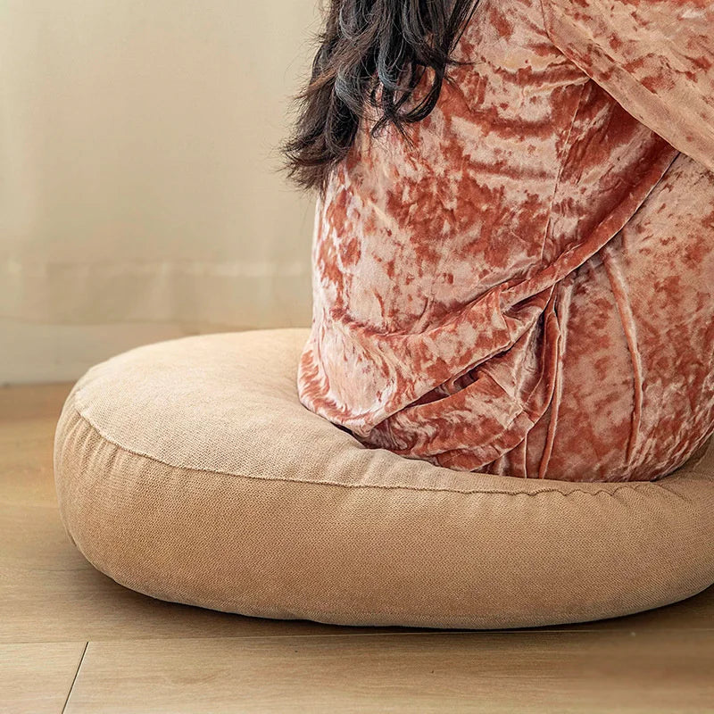 coussin siège rond velours polyester lavable moderne beige bleu vert jaune gris crocheté