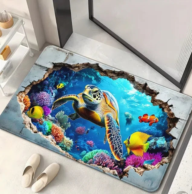 tapis moderne sous marin tortues poissons salon bain extérieur 30x50cm 40x60cm